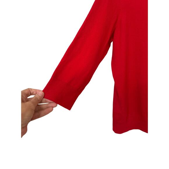 Talbots Pima Cotton Blend Red Cardigan Sweater 3/4 Sleeve Size X Preppy Academia - Picture 5 of 13